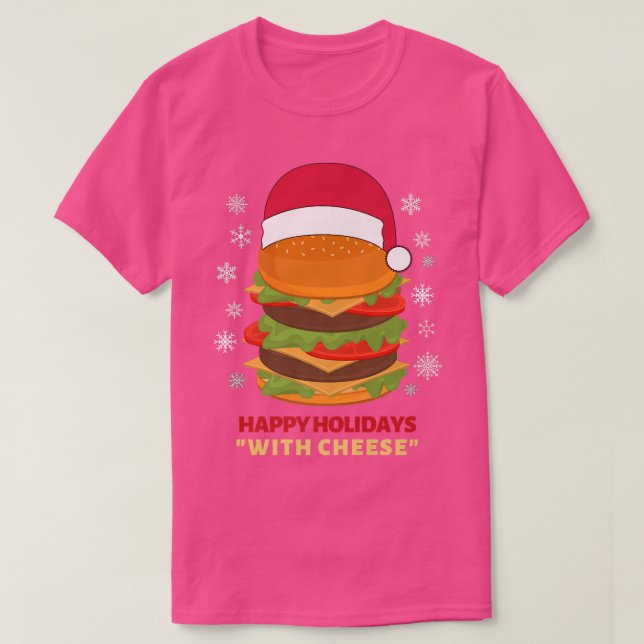 Camiseta Felizes Feriados com Burger Feliz de Natal (Frente do Design)