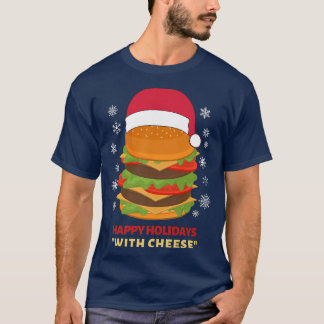 Camiseta Felizes Feriados com Burger Feliz de Natal