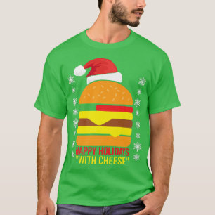 Camiseta Felizes feriados com Papais noeis de chapéu de pij