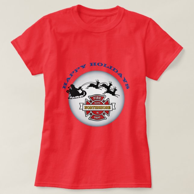 Camiseta Felizes Feriados KCFD Northshore (Frente do Design)