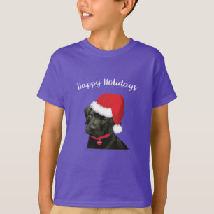 Camiseta Felizes Feriados Labrador Cão Santa Hat Cute