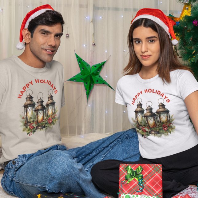 Camiseta Felizes Feriados Lanterna de inverno (Criador carregado)