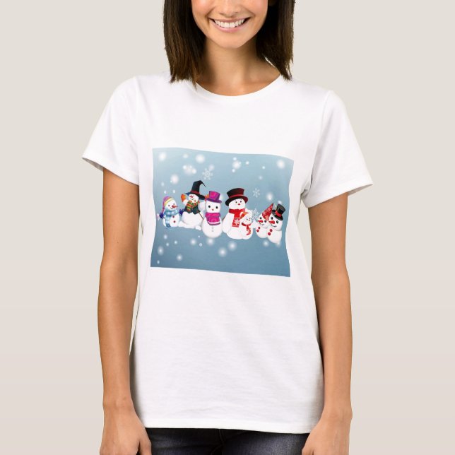 Camiseta Felizes Feriados Snowmen (Frente)