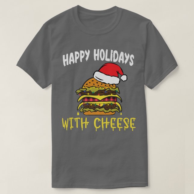 Camiseta Felizes Férias Com Burger De Queijo De Natal (Frente do Design)