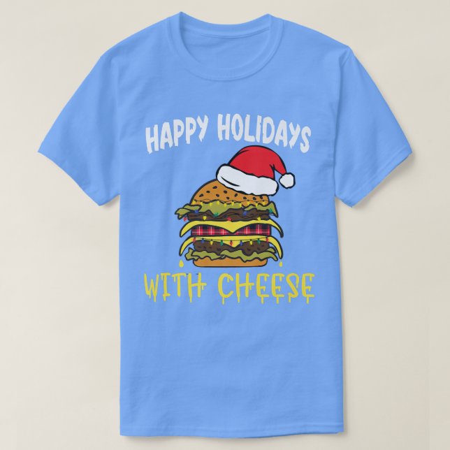 Camiseta Felizes Férias Com Burger De Queijo De Natal (Frente do Design)