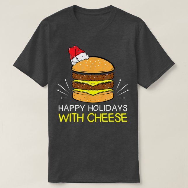 Camiseta Felizes Férias com Cheeseburger de Natal Queijo (Frente do Design)