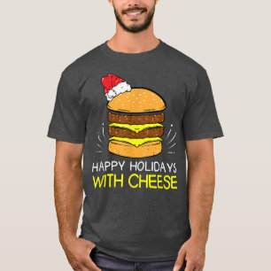 Camiseta Felizes Férias com Cheeseburger de Natal Queijo