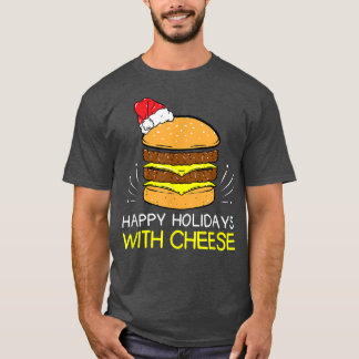 Camiseta Felizes Férias com Cheeseburger de Natal Queijo