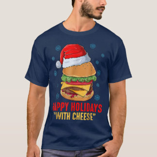 Camiseta Felizes Férias com Cheeseburger de Natal Queijo