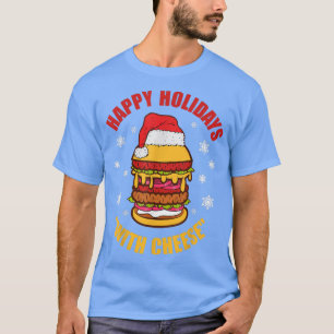 Camiseta Felizes Férias com Cheeseburger de Natal Queijo