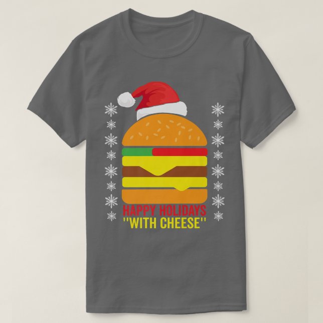 Camiseta Felizes Férias com Pajama de Natal da Família de Q (Frente do Design)