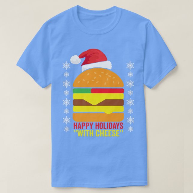 Camiseta Felizes Férias com Pajama de Natal da Família de Q (Frente do Design)