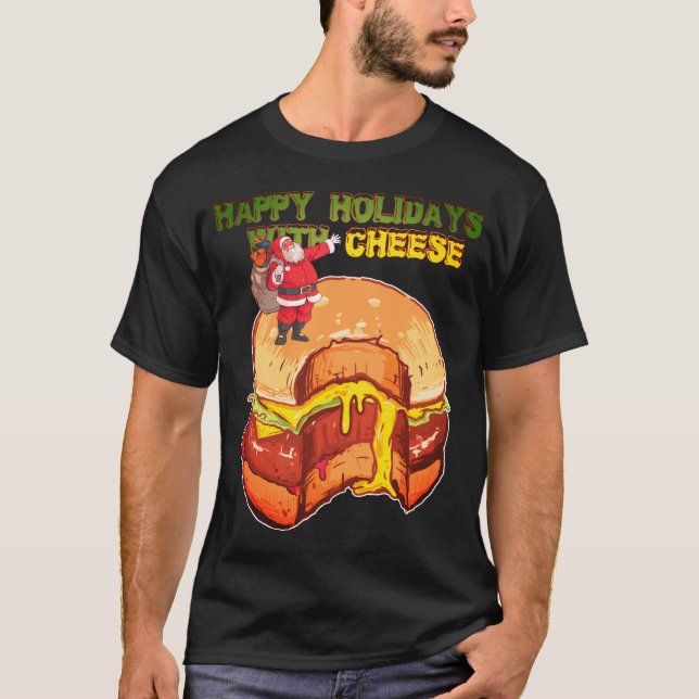 Camiseta Felizes Férias com Queijo, Cheeseburger de Natal (Frente)