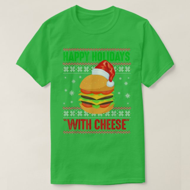 Camiseta Felizes Férias com Queijo Natal Burger F (Frente do Design)