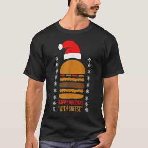 Camiseta Felizes Férias com Queijo Xmas Cheeseburger Hambu