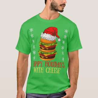 Camiseta Felizes Férias com Queijo Xmas Cheeseburger Hambu