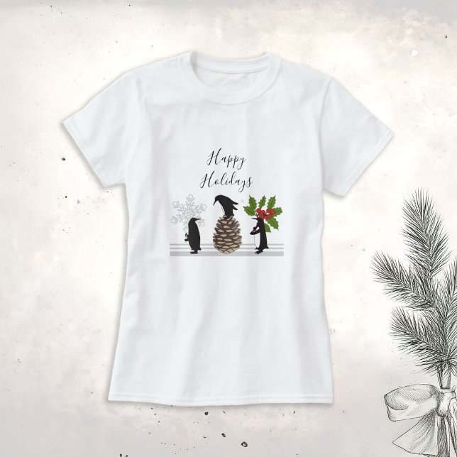 Camiseta Felizes Férias Feliz Pinguim de Natal Engraçado (Criador carregado)