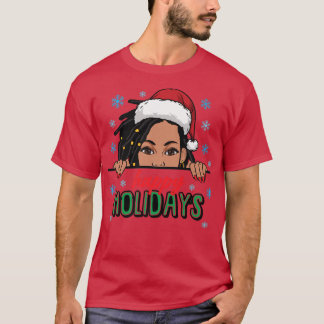Camiseta Felizes Férias Natal Neve Melanina Mulheres Negras