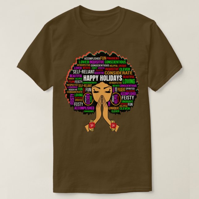 Camiseta Felizes Férias Rezando Melanin Rainha Negra Sista  (Frente do Design)