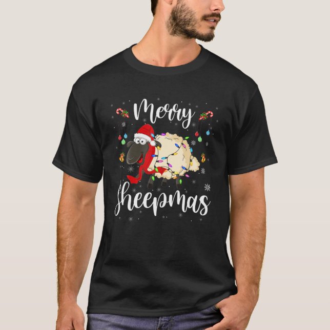 Camiseta Felizes Ovãs Engraçadas Luzes de Natal Papais noei (Frente)