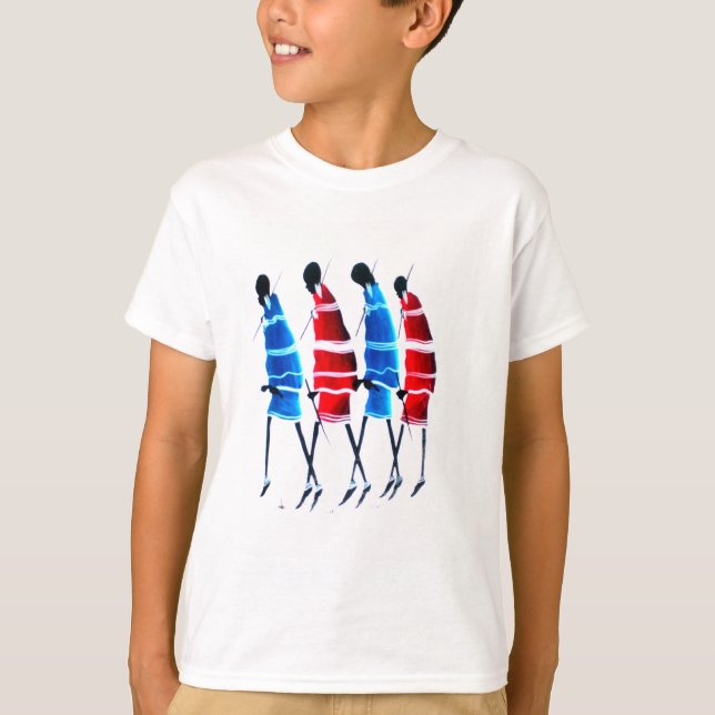 Camiseta Felizes Pessoas Maasai Guerreiros Andando Impressã (Frente)