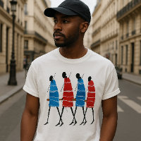 Felizes Pessoas Maasai Guerreiros Andando Impressã