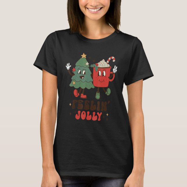 Camiseta Fellin' Jolly  Christmas Tree Hot Cocoa Coffee (Frente)