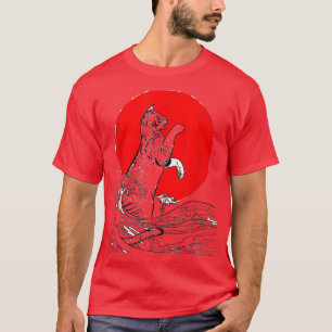 Camiseta Felny Cats japan cat Samurai Cat Japonês Art red