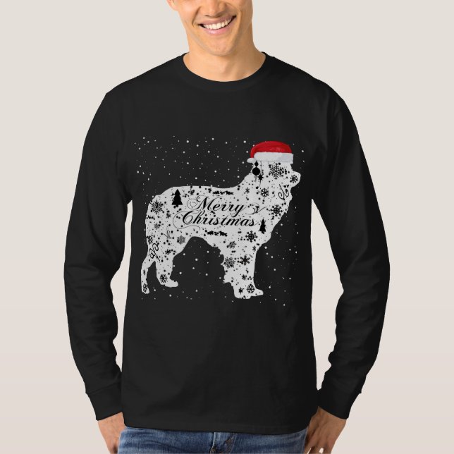 Camiseta Felry Xmas Border Collie Dog Natal (Frente)