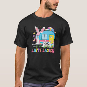 Camiseta felz pascoa Acampando Ovos Coelhinhos Cachorros Ca