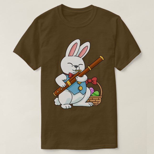 Camiseta Felz pascoa Bassoon Jazz Music Bunny Bassoonist (Frente do Design)