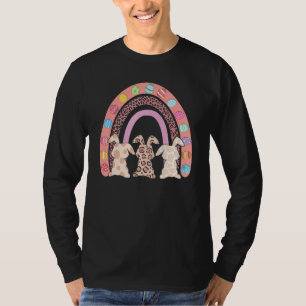 Camiseta Felz pascoa Bonito Arco-Íris Leopardo Páscoa Coelh