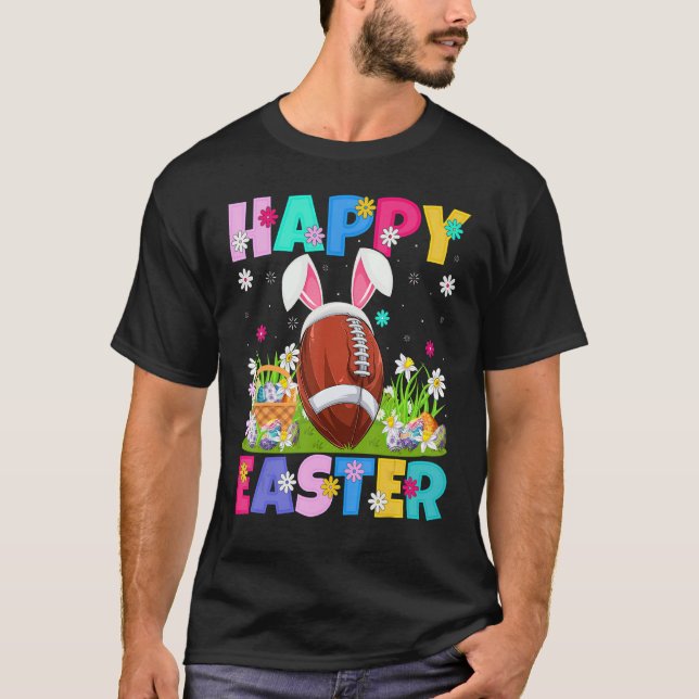 Camiseta Felz pascoa Bunny American Football Páscoa domingo (Frente)