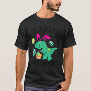 Camiseta Felz pascoa Bunny Dinosaur Rex Para Férias