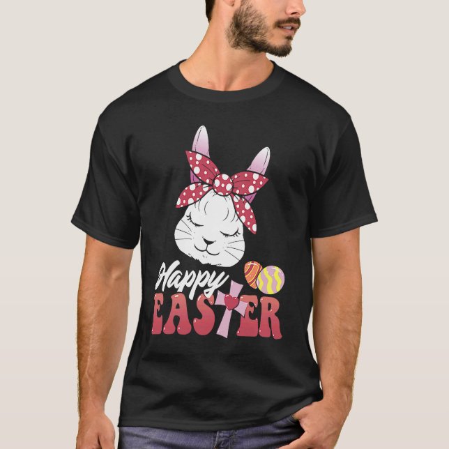 Camiseta Felz pascoa Bunny Dormindo Face Cristãs Raparigas  (Frente)