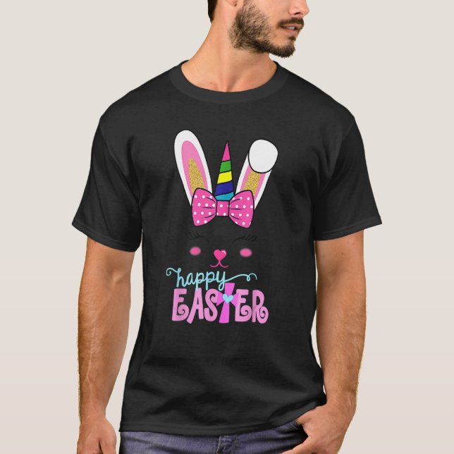 Camiseta FELZ PASCOA Bunny Dormindo Face Cristãs Raparigas  (Frente)