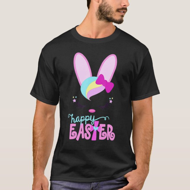 Camiseta FELZ PASCOA Bunny Dormindo Face Cristãs Raparigas  (Frente)