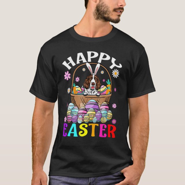Camiseta Felz pascoa Bunny Eg Inglês Springer Spaniel (Frente)