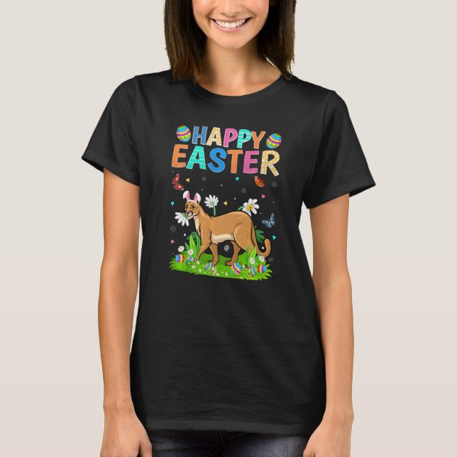 Camiseta Felz pascoa Bunny Egg Funny Cougar Páscoa domingo (Frente)