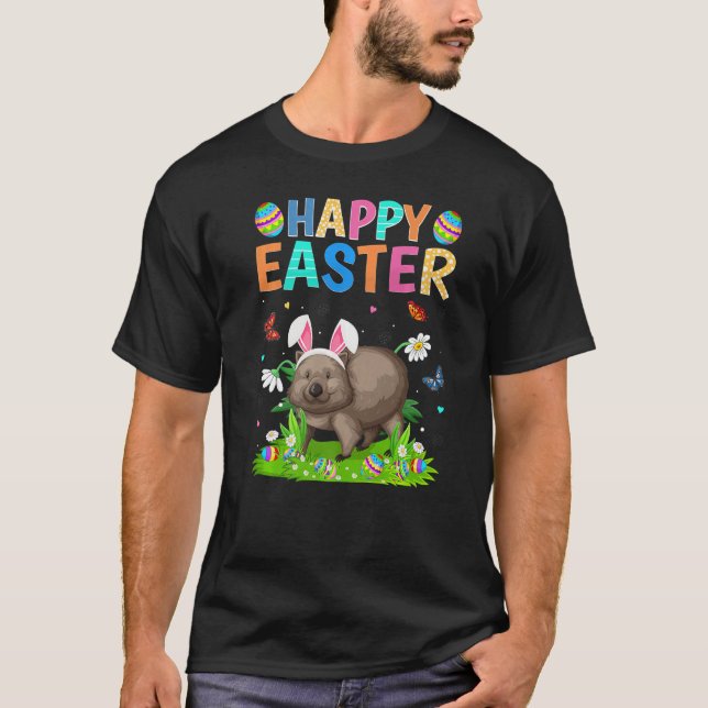 Camiseta Felz pascoa Bunny Egg Funny Wombat Páscoa domingo (Frente)