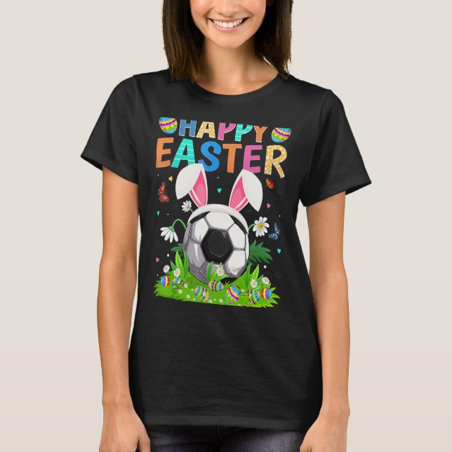 Camiseta Felz pascoa Bunny Egg Páscoa De Futebol Engraçado  (Frente)
