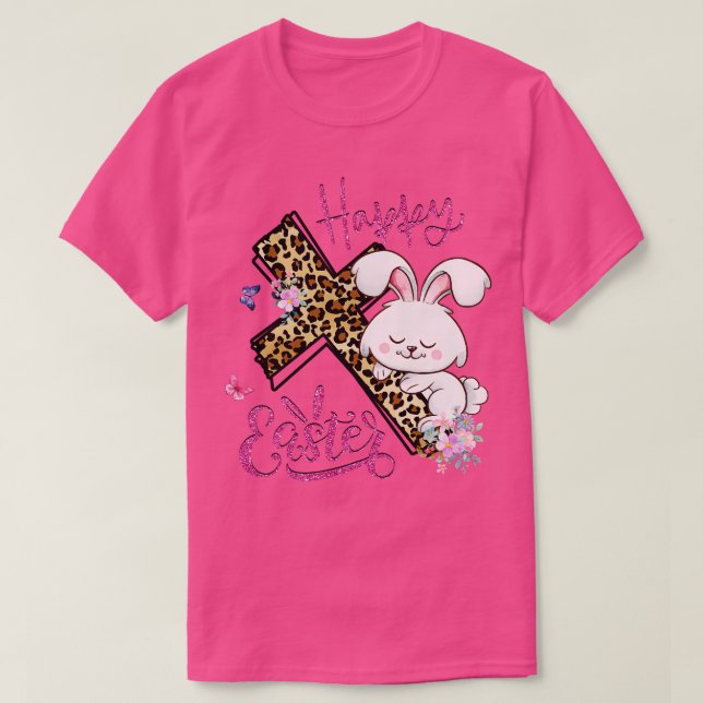 Camiseta Felz pascoa Bunny Para Páscoa De Jesus (Frente do Design)