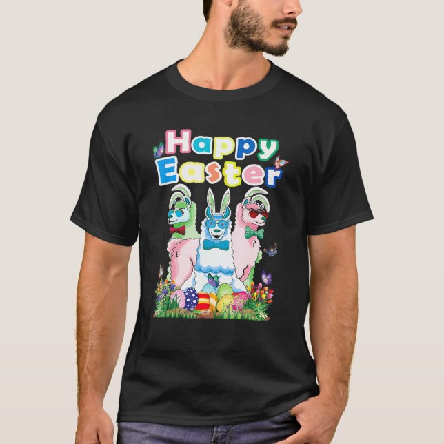 Camiseta Felz pascoa Bunny Womens Llama Easter Ofit (Frente)