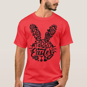 Camiseta Felz pascoa, Caras Coelhinhos Mulheres Crianças Sa