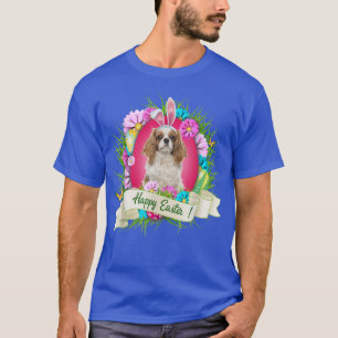 Camiseta Felz pascoa Cavalier King Charles Spaniel Vestindo