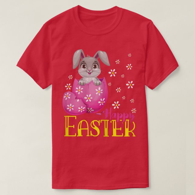 Camiseta Felz pascoa Coelhinha Páscoa Miúdas De Flores De O (Frente do Design)