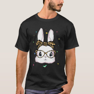 Camiseta Felz pascoa Coelhinho Coelhinho Rosto Leopardo Glâ