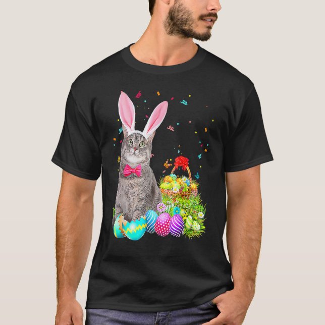 Camiseta Felz pascoa Coelhinho De Gato Com Coelhinho De Gat (Frente)