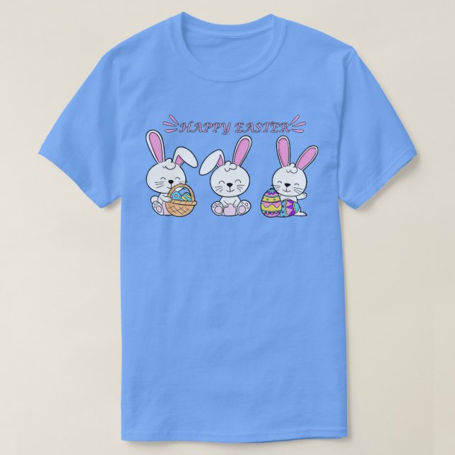 Camiseta Felz pascoa Coelho Enfrentado Engraçado Dia da Pás (Frente do Design)