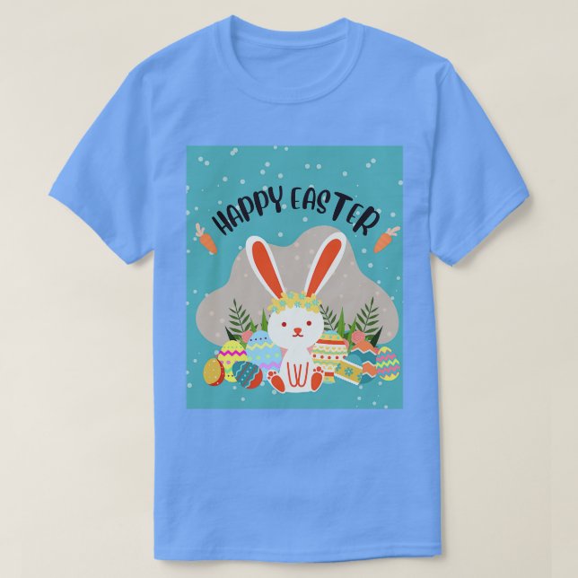 Camiseta Felz pascoa Coelho Enfrentado Engraçado Dia da Pás (Frente do Design)